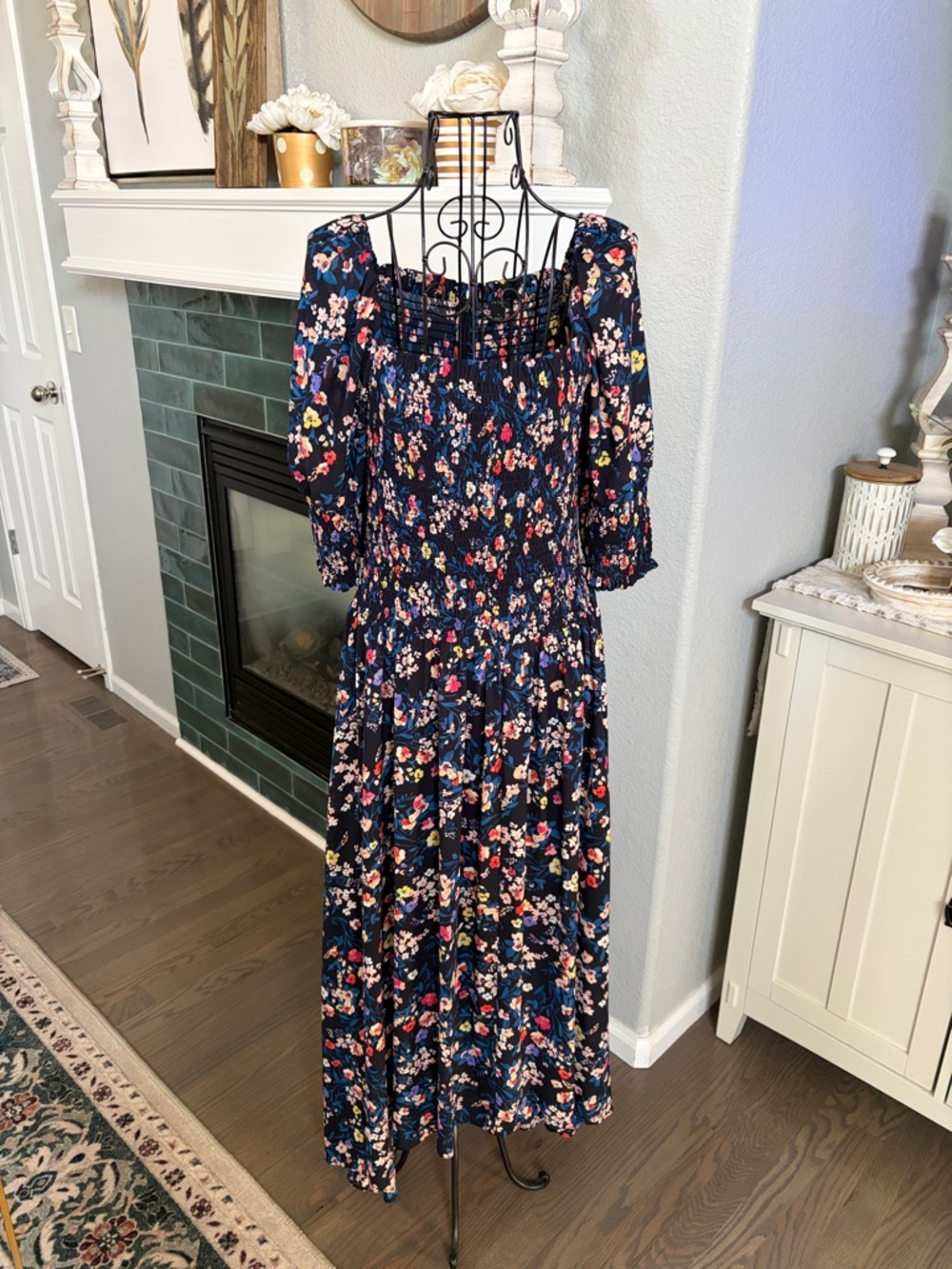 Women's Navy Floral Maxi Dress